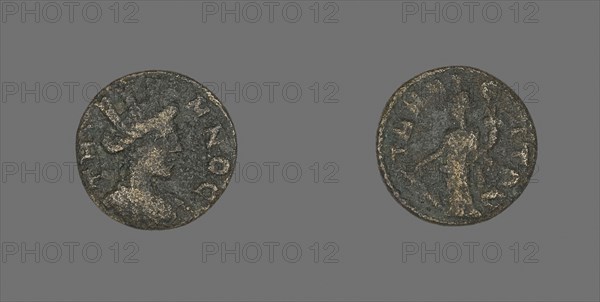 Coin Depicting the Amazon Cyme, AD 253/268, Roman, Roman Empire, Bronze, Diam. 1.7 cm, 3.66 g