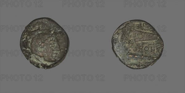 Coin Depicting the Hero Herakles, 4th century BC, Greek, Ancient Greece, Bronze, Diam. 1.7 cm, 3.92 g