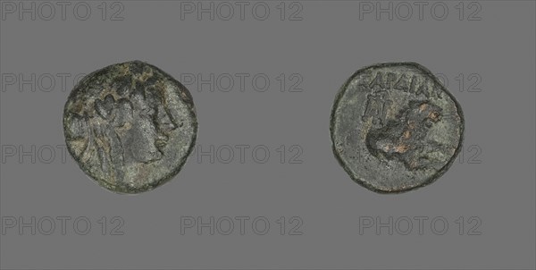 Coin Depicting the God Dionysos, about 133 BC, Greek, Ancient Greece, Bronze, Diam. 1.6 cm, 4.39 g