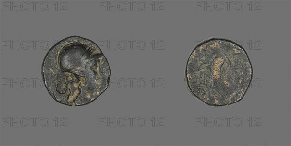 Coin Depicting the Goddess Athena, 246/226 BC, Greek, Ancient Greece, Bronze, Diam. 1.5 cm, 4.54 g