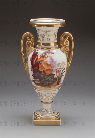 Vase, c. 1815, Swansea Potteries & Porcelain Factory, Welsh, c.1767-1870, Swansea, Soft-paste porcelain with polychrome enamels and gilding, 35.2 x 18.1 cm (13 7/8 x 7 1/4 in.)