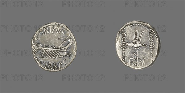 Denarius (Coin) Depicting a Galley, 32/31 BC, Roman, Roman Empire, Silver, Diam. 1.7 cm, 3.77 g