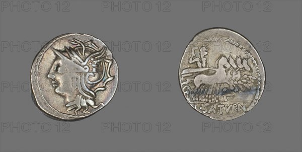 Denarius (Coin) Depicting the Goddess Roma, 104 BC, Roman, Roman Empire, Silver, Diam. 2 cm, 3.80 g