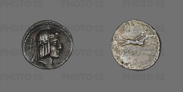 Denarius (Coin) Depicting the God Apollo, about 67 BC, Roman, Roman Empire, Silver, Diam. 1.8 cm, 3.49 g