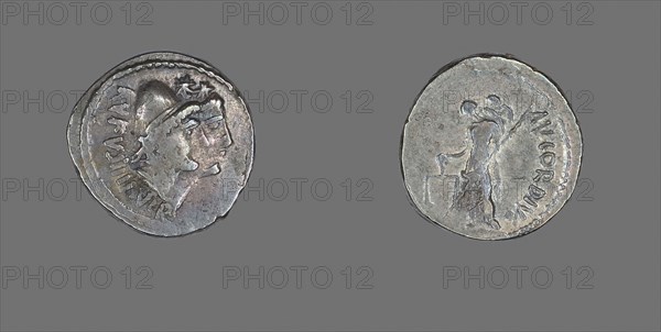 Denarius (Coin) Depicting the Dioscuri, 49 BC, Roman, Roman Empire, Silver, Diam. 1.8 cm, 3.96 g