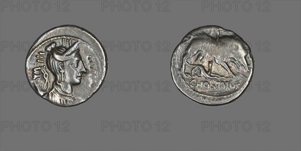 Denarius (Coin) Depicting the Goddess Diana, about 68 BC, Roman, Roman Empire, Silver, Diam. 1.8 cm, 3.71 g