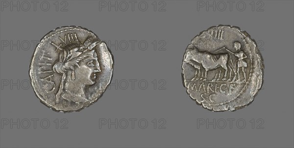 Denarius (Coin) Depicting the Goddess Ceres, 81 BC, Roman, Roman Empire, Silver, Diam. 1.9 cm, 3.63 g