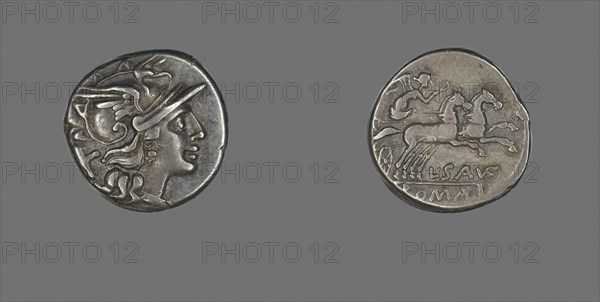 Denarius (Coin) Depicting the Goddess Roma, 200 or 152 BC, Roman, Roman Empire, Silver, Diam. 1.8 cm, 3.82 g