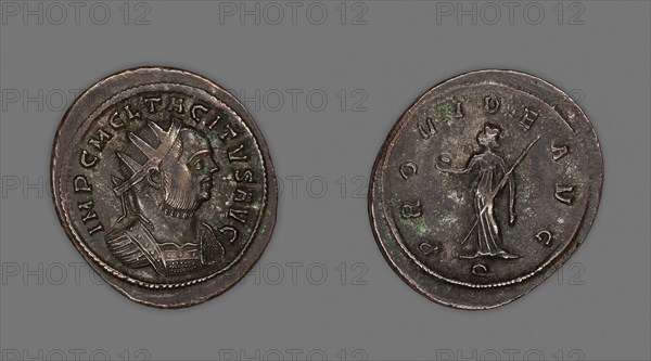 Aurelianus (Coin) Portraying Emperor Tacitus, AD 276 (January/June), issued by Tacitus, Roman, minted in Ticinum, Roman Empire, Billon, Diam. 2.4 cm, 3.12 g