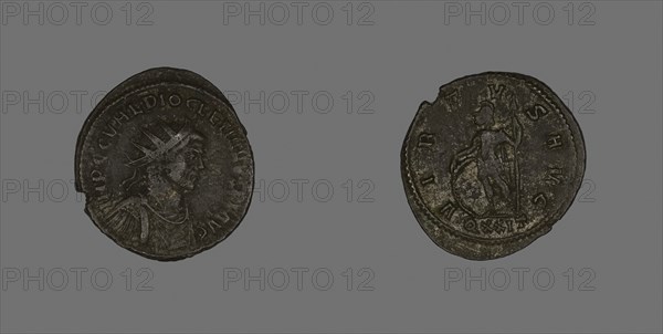 Antoninianus (Coin) Portraying Emperor Diocletian, about AD 285, Roman, minted in Ticinum, Roman Empire, Billon, Diam. 2.4 cm, 3.67 g