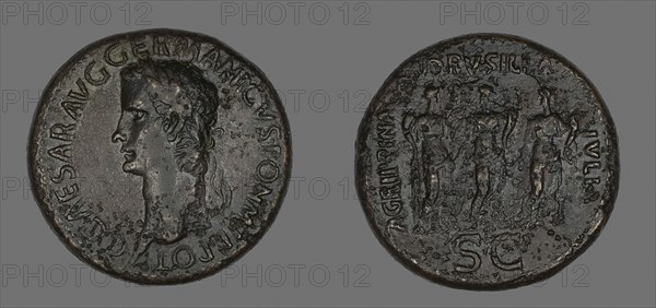 Sestertius (Coin) Portraying Germanicus, AD 37/38, Roman, minted in Rome, Roman Empire, Bronze, Diam. 3.4 cm, 28.06 g