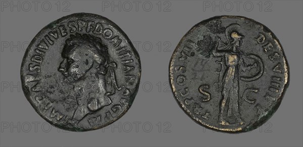 Sestertius (Coin) Portraying Emperor Domitian, AD 81, Roman, minted in Rome, Roman Empire, Bronze, Diam. 3.4 cm, 24.45 g