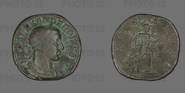 Sestertius (Coin) Portraying Emperor Severus Alexander, AD 231/235, Roman, minted in Rome, Roman Empire, Bronze, Diam. 3.1 cm, 20.77 g