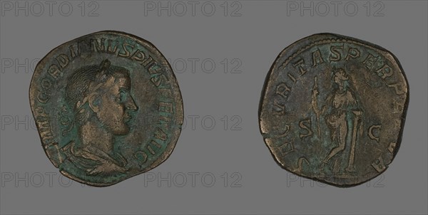 Sestertius (Coin) Portraying Emperor Gordianus, AD 238/244, Roman, Roman Empire, Bronze, Diam. 3 cm, 18.85 g