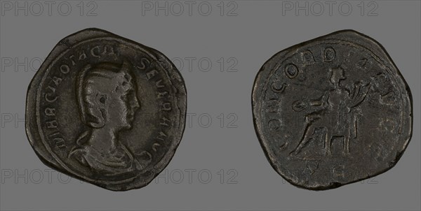 Sestertius (Coin) Portraying Empress Marcia Otacilia Severa, AD 244/249, Roman, Roman Empire, Bronze, Diam. 3.2 cm, 21.24 g