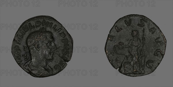 Sestertius (Coin) Portraying Philip the Arab, AD 244/249, Roman, Roman Empire, Bronze, Diam. 2.9 cm, 15.29 g