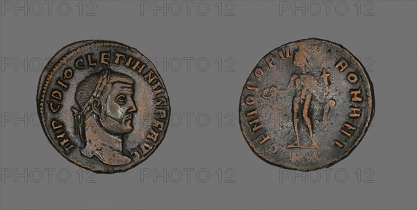 Follis (Coin) Portraying Emperor Diocletian, AD 284/305, Roman, minted in Rome, Roman Empire, Bronze, Diam. 2.7 cm, 8.42 g