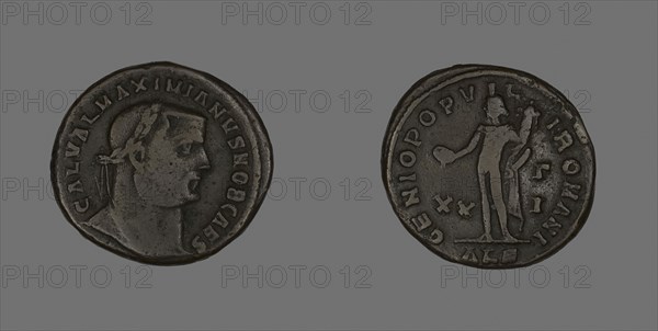 Follis (Coin) Portraying Emperor Galerius Valerius Maximianus (Galerius), about AD 301, Roman, minted in Alexandria, Roman Empire, Bronze, Diam. 2.7 cm, 9.96 g