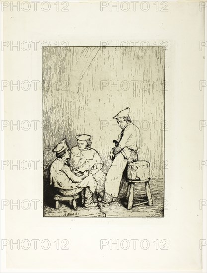The Menu, c. 1870, Théodule Augustin Ribot, French, 1823-1891, France, Etching on ivory laid paper, 281 × 200 mm (image), 318 × 236 mm (plate), 440 × 327 mm (sheet)