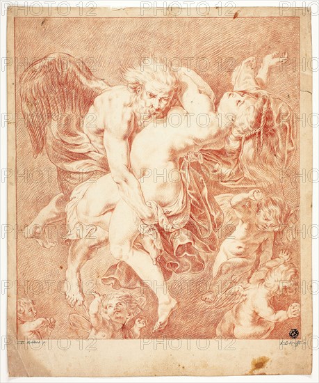 Boreas and Orytheia, n.d., Jan Lauwryn Krafft (Flemish, 1694-after 1765), or after Peter Paul Rubens (Flemish, 1577-1640), Flanders, Red chalk on ivory laid paper, 398 × 330 mm