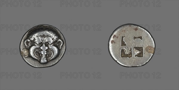 Drachm (Coin) Depicting a Gorgon, early 5th century BC, Greek, Greece, Silver, Diam. 1.7 cm, 3.80 g