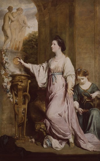 Lady Sarah Bunbury Sacrificing to the Graces, 1763–65, Sir Joshua Reynolds, English, 1723–1792, England, Oil on canvas, 242.6 × 151.5 cm (95 1/2 × 59 3/4 in.)