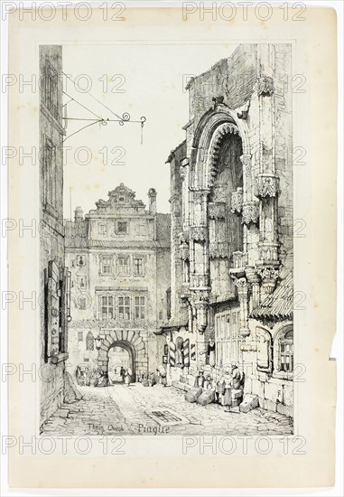 Thein Church, Prague, 1833, Samuel Prout (English, 1783-1852), probably printed by Charles Joseph Hullmandel (English, 1789-1850), probably published by Rudolph Ackermann (English, 1764-1834), England, Lithograph in black on grayish-ivory chine, laid down on ivory wove paper, 290 × 425 mm (image), 310 × 445 mm (primary support), 345 × 500 mm (secondary support)