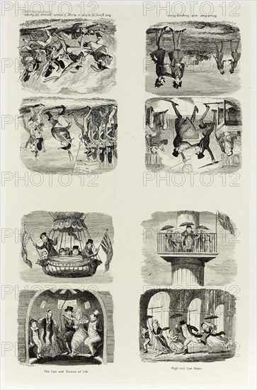 High and Low Water from George Cruikshank’s Steel Etchings to The Comic Almanacks: 1835-1853 (top left), 1842, printed c. 1880, George Cruikshank (English, 1792-1878), published by Pickering & Chatto (English, 19th century), England, Four steel etchings in black on cream India paper, laid down on off-white card (chine collé), 337 × 212 mm (primary support), 507 × 341 mm (secondary support)
