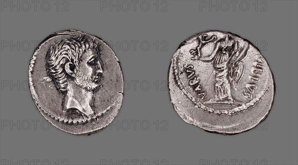 Denarius (Coin) Portraying Mark Antony, 42 BC, issued by C. Vibius Varus, Roman, minted in Rome, Rome, Silver, Diam. 1.9 cm, 3.95 g