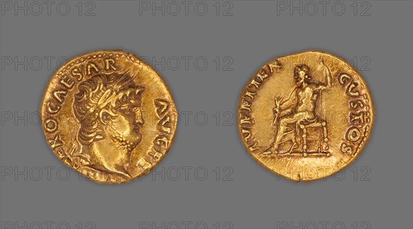 Aureus (Coin) Portraying Emperor Nero, December AD 67/December AD 68, issued by Nero, Roman, minted in Rome, Rome, Gold, Diam. 1.8 cm, 7.31 g