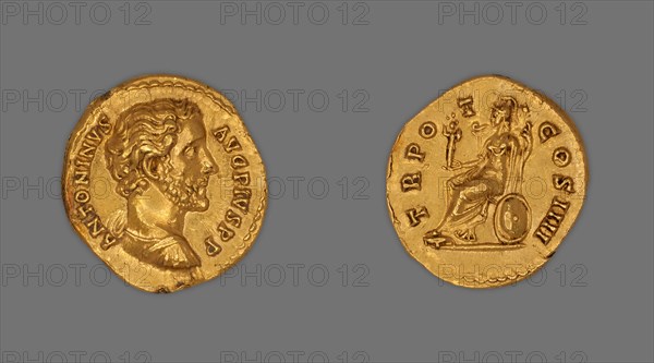 Aureus (Coin) Portraying Emperor Antoninus Pius, AD 145/61, issued by Antoninus Pius, Roman, minted in Rome, Rome, Gold, Diam. 2 cm, 7.27 g