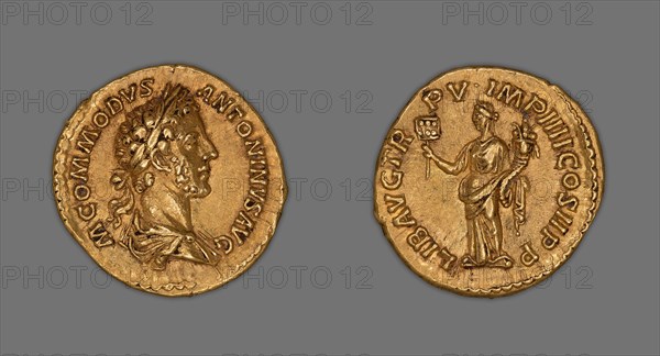 Aureus (Coin) Portraying Emperor Commodus, 180, issued by Commodus, Roman, minted in Rome, Rome, Gold, Diam. 2 cm, 7.14 g