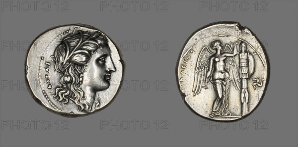 Tetradrachm (Coin) Depicting the Goddess Persephone, 310/307 BC, Greek, minted in Syracuse, Sicily, Syracuse, Silver, Diam. 2.8 cm, 17.02 g