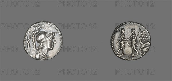 Denarius (Coin) Depicting the Goddess Minerva, 87 BC, Ancient Italian (Marsic Confederation), Samnium, Silver, Diam. 1.8 cm, 3.85 g