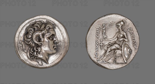 Tetradrachm (Coin) Portraying Alexander the Great, 306/281 BC, issued by King Lysimachus of Thrace, Greek, minted in Ephesus, Asia Minor (modern Turkey), Ephesus, Silver, Diam. 3.1 cm, 16.78 g