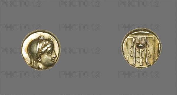 Hecta (Coin) Depicting the Goddess Demeter, 400/350 BC, Greek, minted in Lesbos, probably Mytilene, Greece, Electrum, Diam. 1.1 cm, 2.54 g