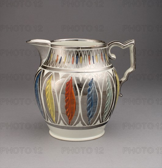 Pitcher, 1810/20, England, Staffordshire, Staffordshire, Lead-glazed earthenware with lustre decoration, H. 15.2 cm (6 in.)