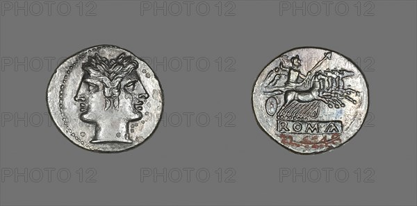Didrachm (Coin) Depicting the God Janus, 225/214 BC, Roman, Roman Empire, Silver, Diam. 2.3 cm, 6.20 g