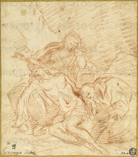 Study, 1710/20, Attributed to Giuseppe Bartolomeo Chiari (Italian, 1654-1727), possibly Pietro Dandini (Italian, 1646-1712), Italy, Red chalk, on ivory laid paper, laid down on ivory laid paper, 201 × 176 mm