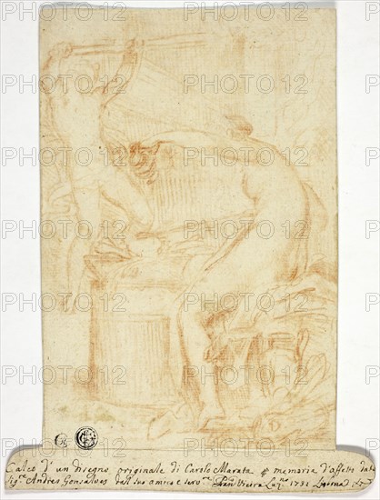 Copy after Drawing by Carlo Maratta, 1731, Francisco Vieira de Mattos, the elder (Portuguese, 1699-1783), after Carlo Maratti (Italian, 1625-1713), Italy, Red chalk, on ivory laid paper, laid down on cream laid card, 196 x 132 mm