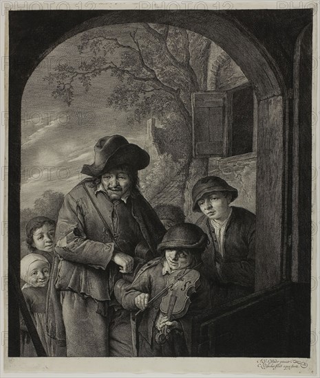 Village Musicians, 1648/58, Cornelis Visscher (Dutch, c. 1629-1658), after Adriaen van Ostade (Dutch, 1610-1685), Holland, Engraving on paper, 380 x 322 mm