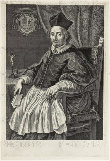 Portrait of Cardinal Zacharias de Mez, c. 1661, Johannes Visscher, Dutch,  1633-1692, Holland, Engraving on ivory laid paper, 432 x 286 mm