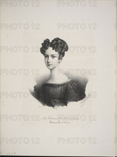 Marie Christine Caroline d’Orléans, Mademoiselle de Valois, 1825, Pierre Louis Henri Grévedon, French, 1776-1860, France, Lithograph in black on ivory wove paper, 213 × 187 mm (image), 455 × 335 mm (sheet)