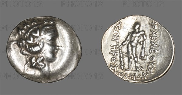 Tetradrachm (Coin) Depicting the God Dionysos, after 146 BC, Greek, minted in Thasos, Thrace, Thásos, Silver, Diam. 3.2 cm, 16.57 g