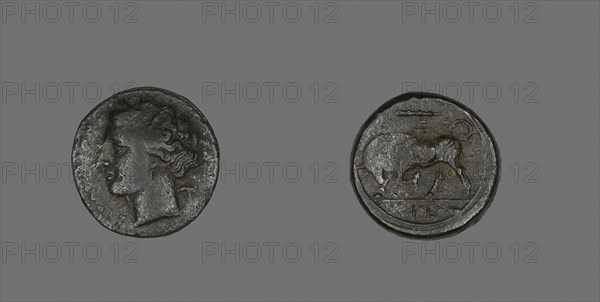 Coin Depicting the Goddess Persephone, 275/216 BC, Greek, Syracuse, Bronze, Diam. 2 cm, 5.43 g