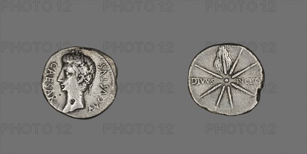 Denarius (Coin) Portraying Emperor Augustus, 19/18 BC, Roman, minted in Spain, Italy, Silver, Diam. 2 cm, 3.47 g