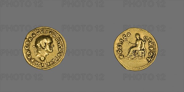 Aureus (Coin) Portraying Emperor Vespasian, AD 70, Roman, minted in Rome, Roman Empire, Gold, Diam. 1.9 cm, 7.23 g