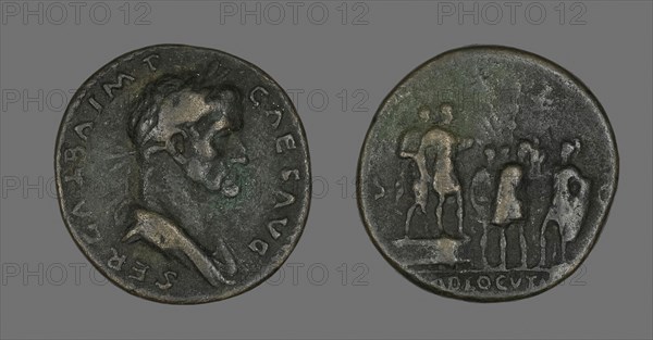 Sestertius (Coin) Portraying Emperor Galba, AD 68, Roman, minted in Rome, Roman Empire, Bronze, Diam. 3.5 cm, 21.18 g