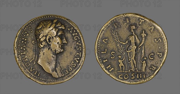 Coin Portraying Emperor Hadrian, AD 117/138, Roman, Roman Empire, Bronze, Diam. 3.4 cm, 28.45 g