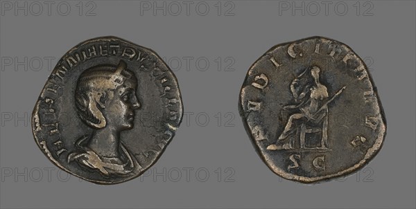Sestertius (Coin) Portraying Empress Herennia Etruscilla, AD 249/251, Roman, Roman Empire, Bronze, Diam. 3 cm, 18.64 g
